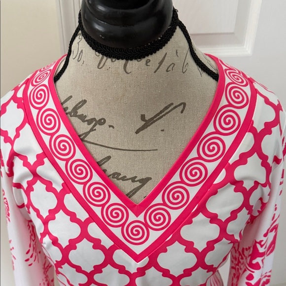 Gretchen Scott Designs Pink and White Long Sleeve Dress - Picture 3 of 7